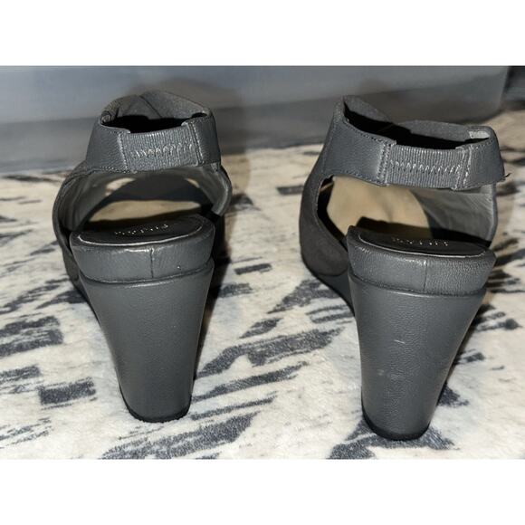 Eileen Fisher Women's Gray Sling Back Open Toe Wedge Sandals SZ 9.5 - Picture 8 of 11